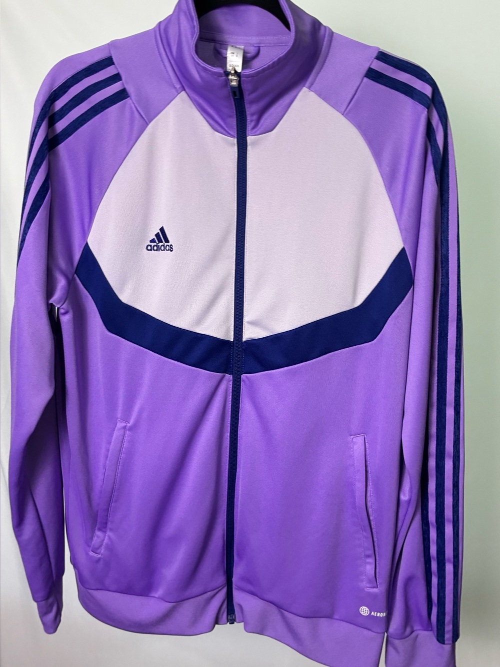 adidas Lavender Bomber Track Jacket with Navy & White Accents